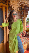 Green Chikankari Kurti